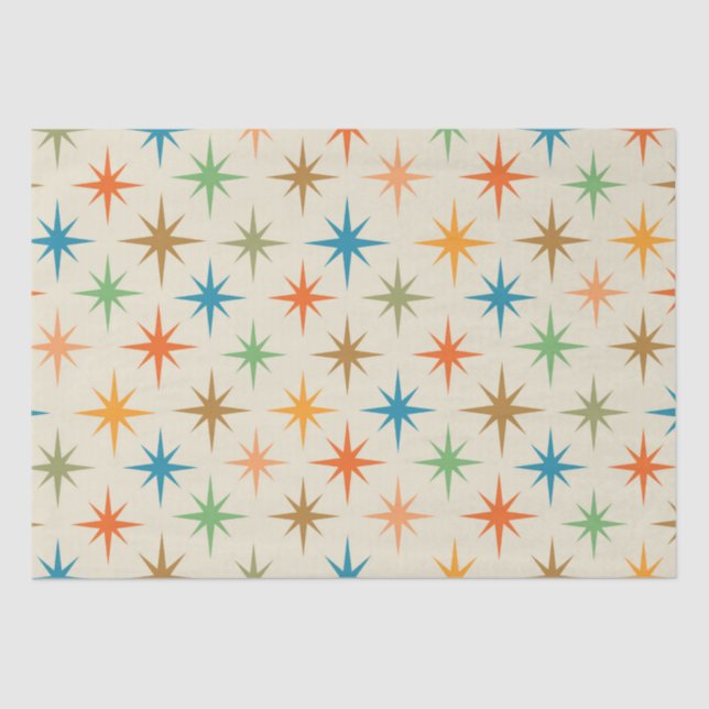 Papel De Seda starburst atômico colorido do meio século (Frente )
