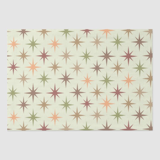 Papel De Seda Starbursts Atômicos de meio século em tons Neutrai (Frente )