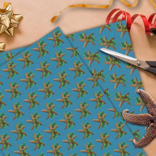 Papel De Seda Starfish no Holly Deep Sea Blue Beach Natal (Criador carregado)