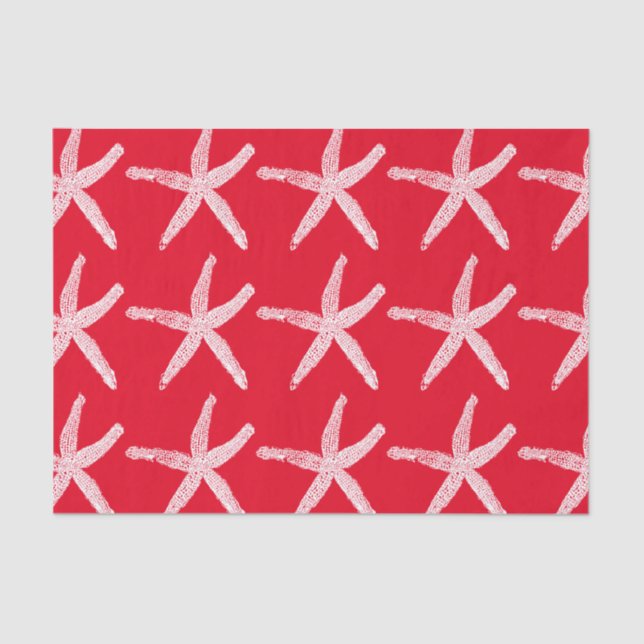 Papel De Seda Starfish Pattern Beach Christmas Red White 2020 (Frente )