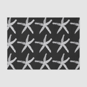 Papel De Seda Starfish Pattern Beach Natal Black White Legal