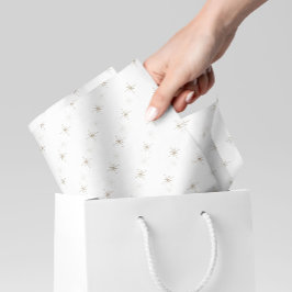 Papel De Seda Starry Elegance White e Douradas estrelas