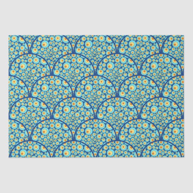 Papel De Seda Starry Night On Sea Doodle Art Deco Scallop (Frente )