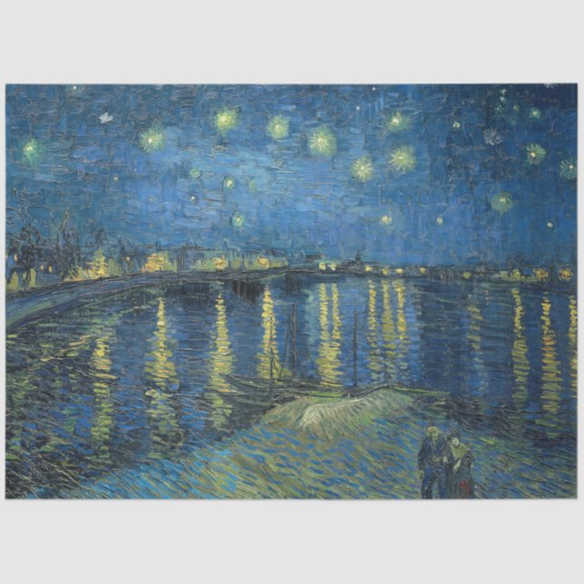 Papel De Seda Starry Night Over the River Rhone (por van Gogh) (Frente )