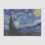 Papel De Seda Starry Night Vincent van Gogh<br><div class="desc">Este belo design de arte mostra o famoso quadro poste-impressionista holandês Vincent van Gogh, "A Noite Estrelada". Pintado durante sua estadia no asilo Remy Santo na década de 1880, van Gogh retratou as colinas rolantes e árvores ciprestes que viu de sua janela. Ele também acrescentou a vila, que ele não...</div>