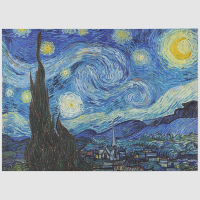 Papel De Seda Starry Night, Vincent van Gogh (Frente )