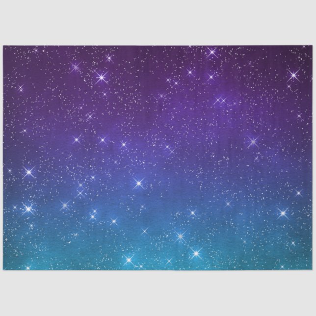 Papel De Seda Starry twilight celestial night sky purple blue (Frente )