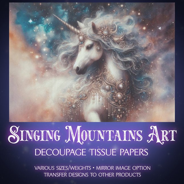 Papel De Seda Starry Unicorn Fantasy Art Decoupage  (Criador carregado)