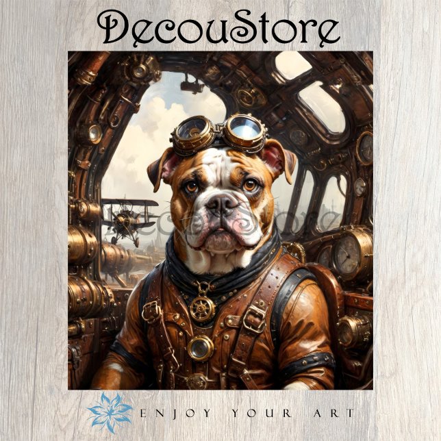 Papel De Seda Steampunk Bulldog Decoupage (Criador carregado)