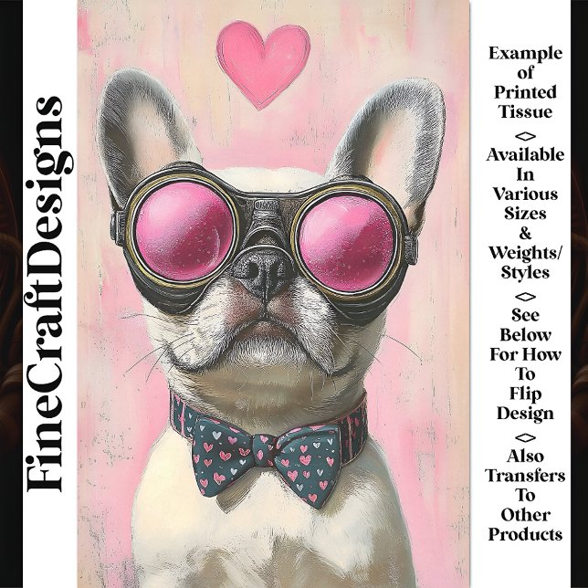 Papel De Seda Steampunk Bulldog Francês + Coração AR5 Decoupage (Criador carregado)