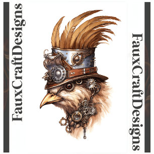 Papel De Seda Steampunk Cute Crazy Frango Decoupage Esquerdo 113