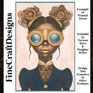 Papel De Seda Steampunk Feminino Pele Escura Lábios Dourados N9