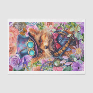 Papel De Seda Steampunk Floral Pup