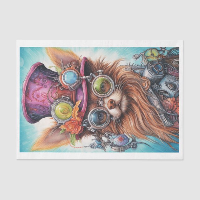 Papel De Seda Steampunk Floral Pup 2 (Frente )