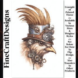 Papel De Seda Steampunk Frango Louco Fofo Decoupagem Direita 113