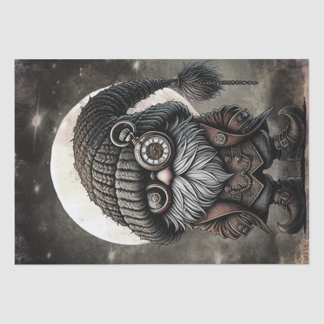 Papel De Seda Steampunk Gothic Gnomo (Frente )