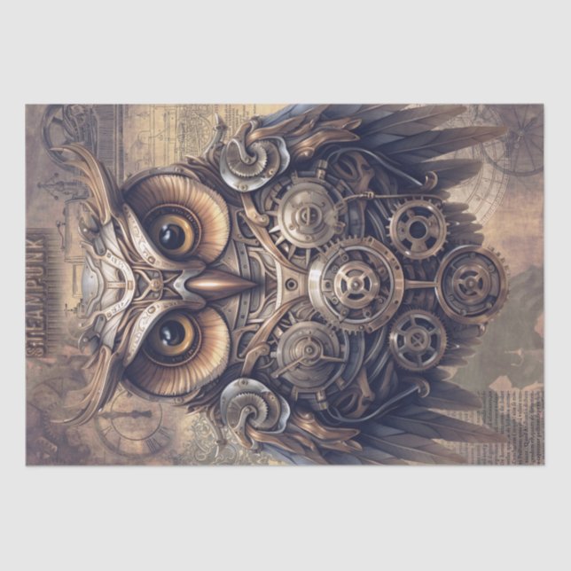 Papel De Seda Steampunk Halloween Owl (Frente )