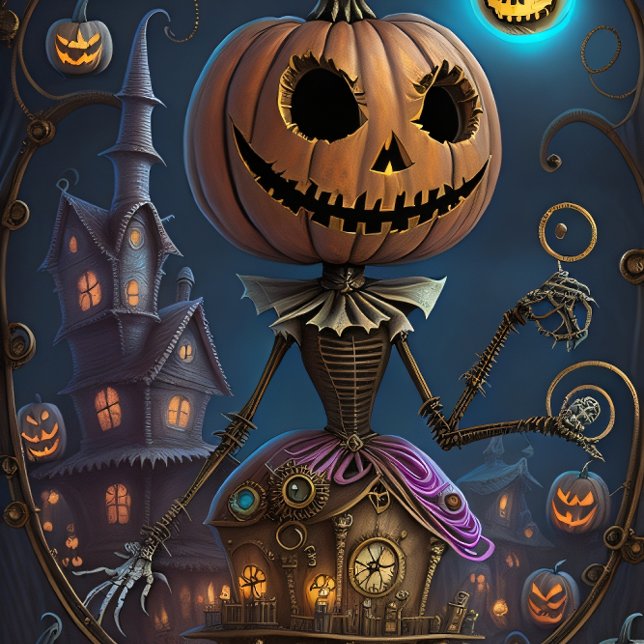 Papel De Seda Steampunk Halloween Pumpkin Queen Castle  (Criador carregado)