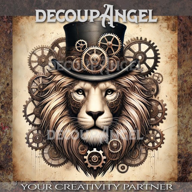 Papel De Seda Steampunk Lion, Majestade, desoupage (Criador carregado)
