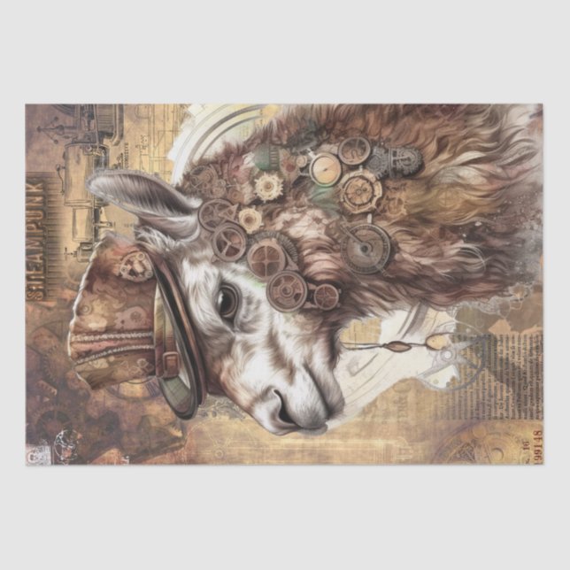Papel De Seda Steampunk Llama (Frente )
