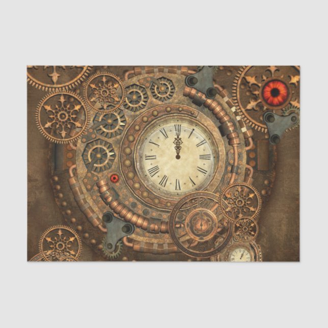 Papel De Seda Steampunk, maquinismo de relojoaria maravilhoso (Frente )