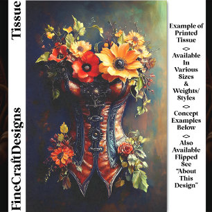 Papel De Seda Steampunk Outono Floral Basco DF7RF Decoupagem