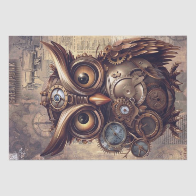 Papel De Seda Steampunk Owl (Frente )