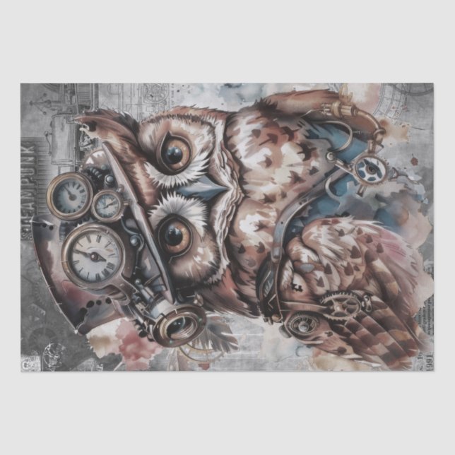 Papel De Seda Steampunk Owl (Frente )
