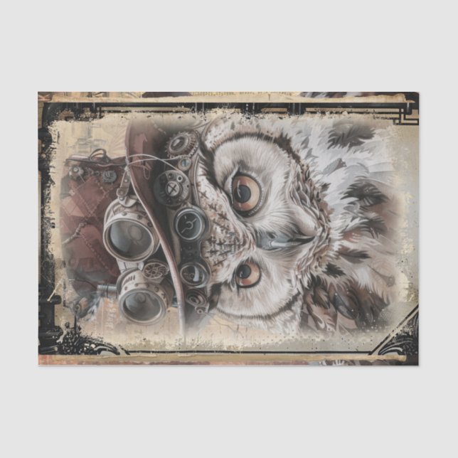 Papel De Seda Steampunk Owl (Frente )