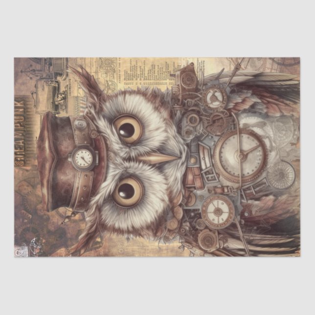 Papel De Seda Steampunk Owl (Frente )