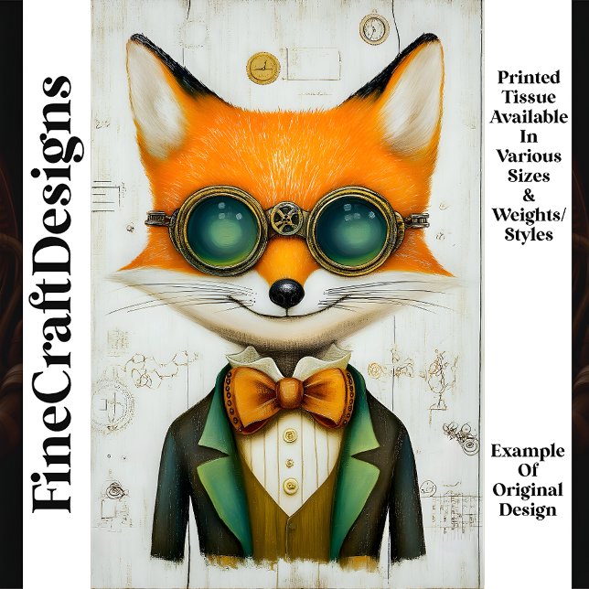 Papel De Seda Steampunk Raposa com Óculos de Proteção Casaco Gra (Criador carregado)