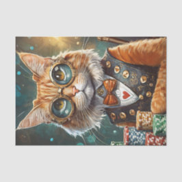 Papel De Seda Steampunk Seymour, Gato Lida com Pôquer