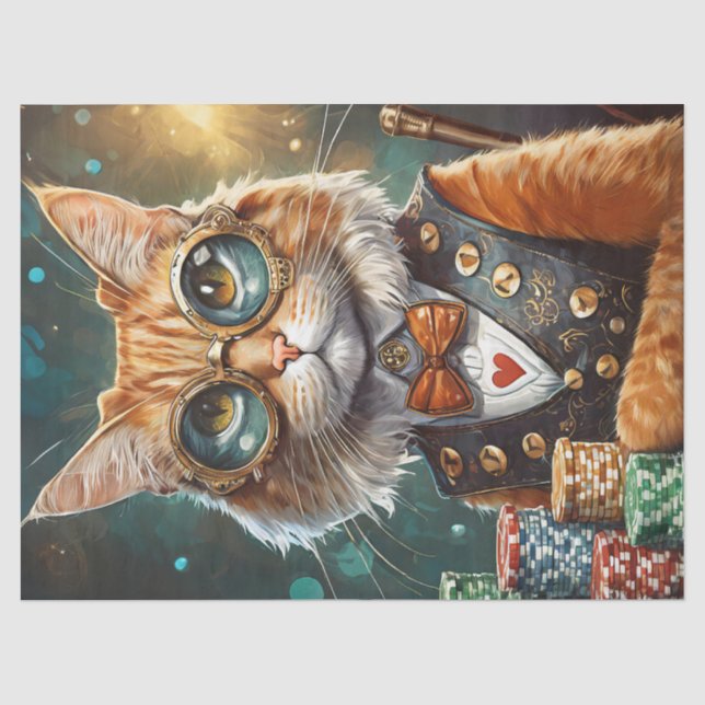 Papel De Seda Steampunk Seymour, Gatos Fazem Poker (Frente )