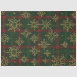 Papel De Seda Steampunk Snowflake Red and Green Tartan