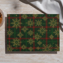 Steampunk Snowflake Red and Green Tartan