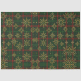 Papel De Seda Steampunk Snowflake Red and Green Tartan