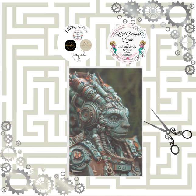 Papel De Seda Steampunk Teal Orange Lizard Decoupage (Criador carregado)