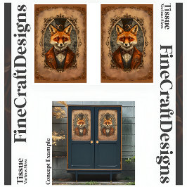 Papel De Seda Steampunk Vitoriano Elegante Raposa A4LR Decoupage