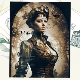 Papel De Seda Steampunk Woman Decoupage v1