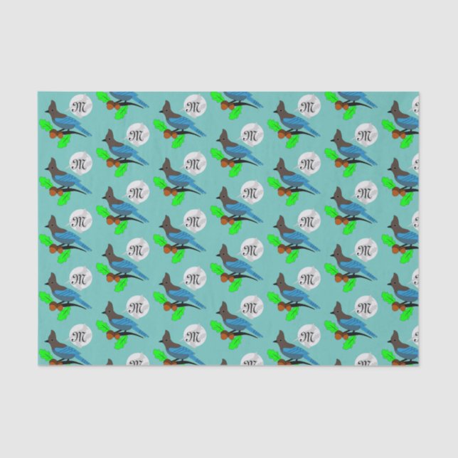 Papel De Seda Steller Blue Jay Monograma (Frente )