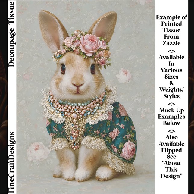 Papel De Seda Storybook Rabbit in Floral Dress EV8L Decoupage (Criador carregado)