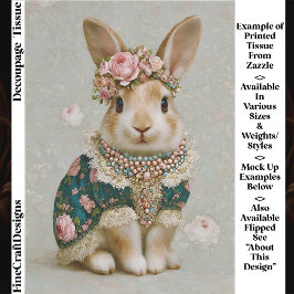 Papel De Seda Storybook Rabbit in Floral Dress EV8R Decoupage