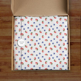 Papel De Seda Strawberry Blueberry Pattern Berry Sweet White