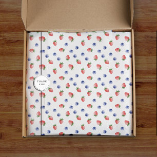 Papel De Seda Strawberry Blueberry Pattern Berry Sweet White