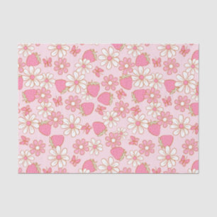 Papel De Seda Strawberry Daisy Pattern