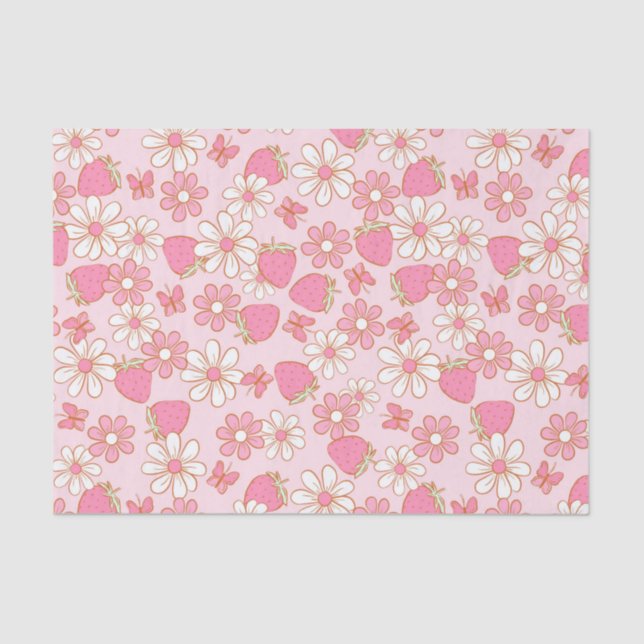 Papel De Seda Strawberry Daisy Pattern (Frente )