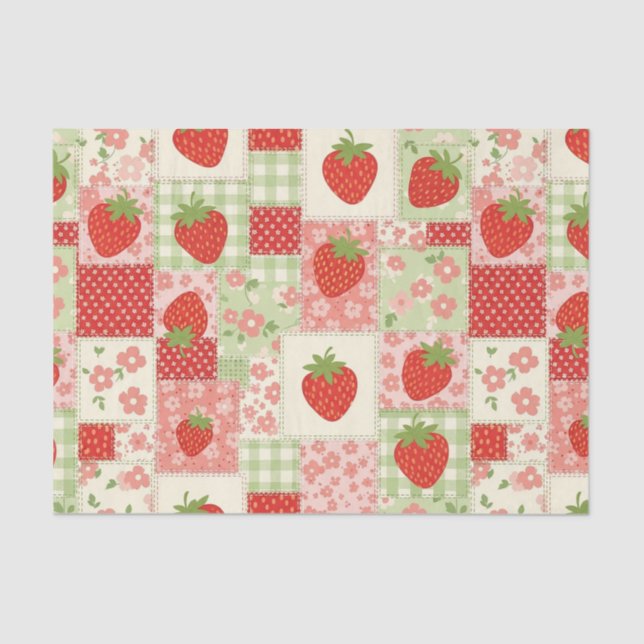 Papel De Seda Strawberry Patchwork Picnic (4) (Frente )