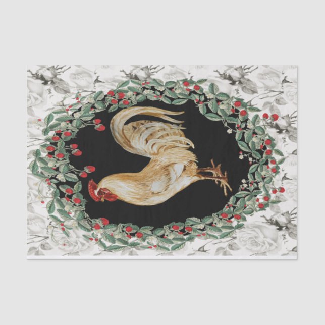 Papel De Seda Strawberry Rooster Dois (Frente )
