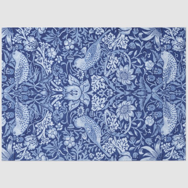 Papel De Seda Strawberry Thef Blue Monotone, William Morris (Frente )