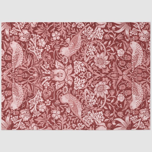 Papel De Seda Strawberry Thief Maroon, William Morris (Frente )